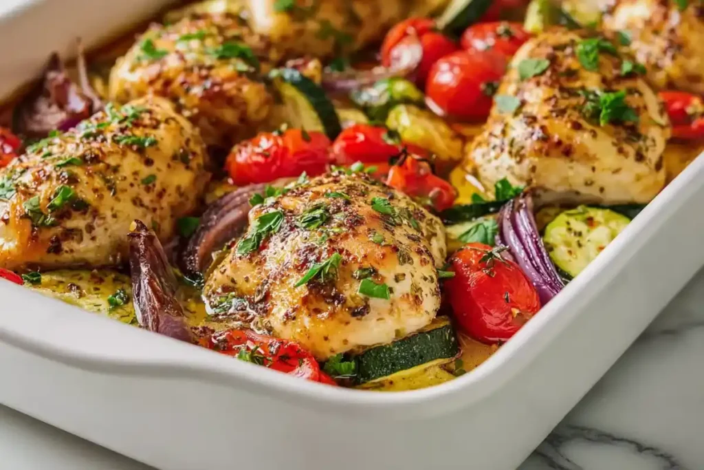 Healthy Mediterranean Chicken Zucchini Bake