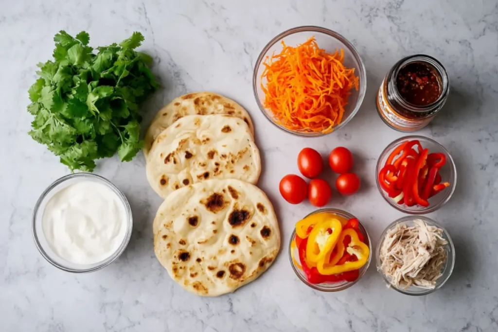 Homemade Thai Chicken Naan Pizza - 15 Minute Meal