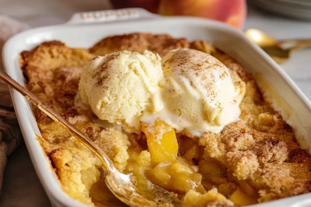 Quick 3 Ingredient Peach Cobbler with Cake