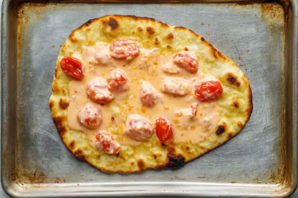 Quick Thai Chicken Naan Pizza - Homemade & Delicious