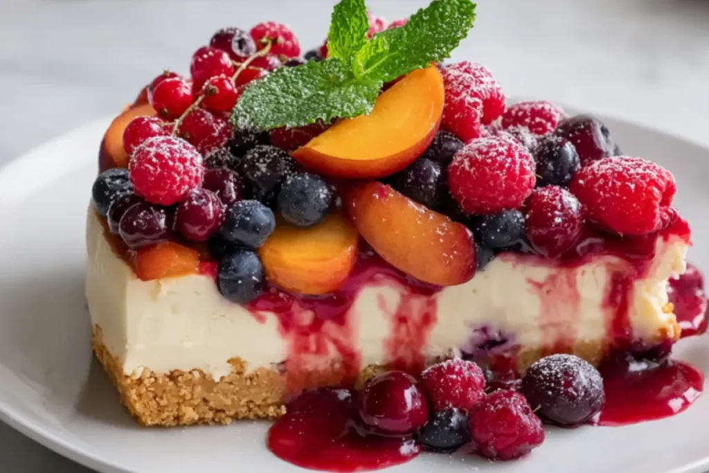 Summer Berry and Peach Cheesecake Recipe No-Bake Option