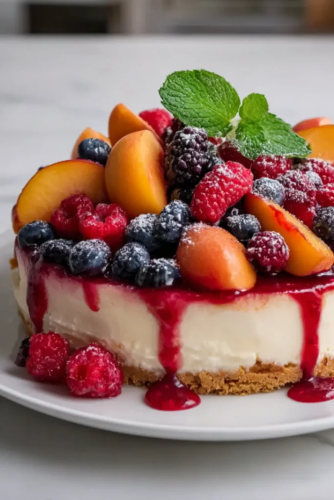 Summer Berry and Peach Cheesecake Recipe - Ready in 1 Hour
