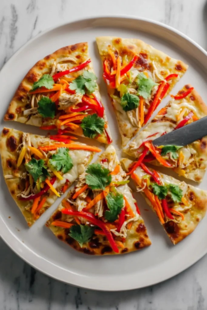 Thai Chicken Naan Pizza Recipe - Ready in 15 Minutes
