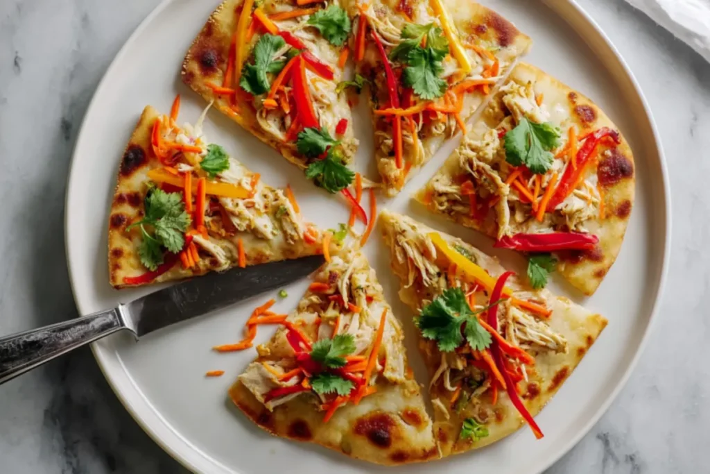 Thai Chicken Naan Pizza - Simple Weeknight Dinner