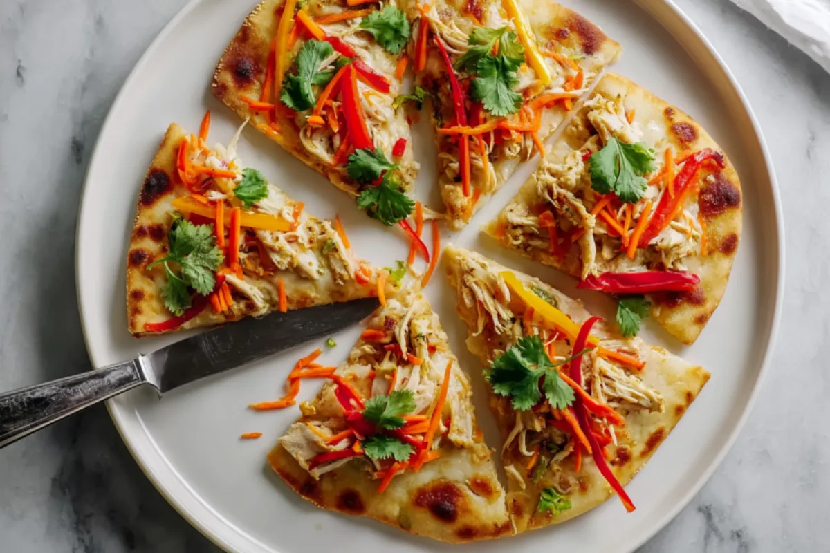 Thai Chicken Naan Pizza - Simple Weeknight Dinner