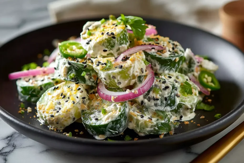 Best Jalapeno Popper Cucumber Salad Ever