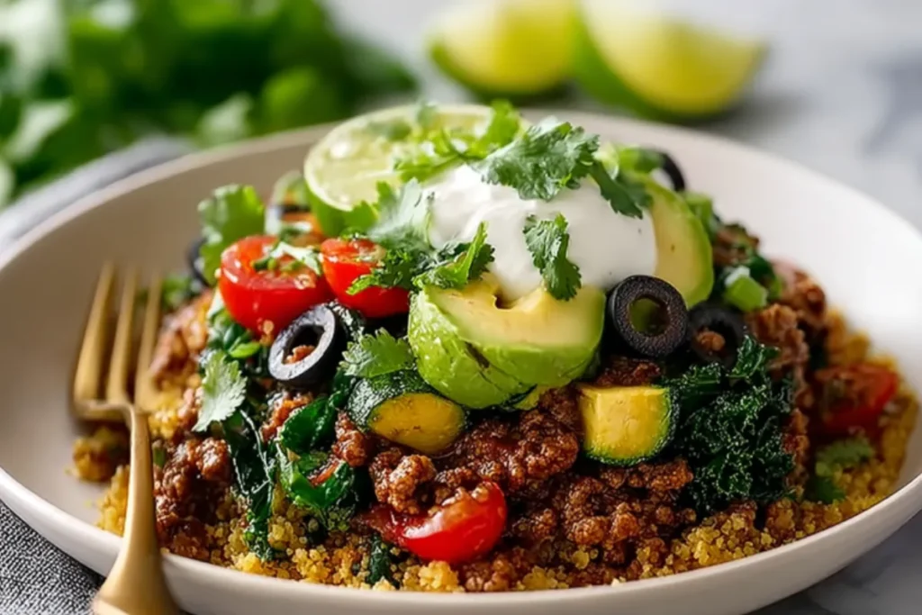 Best One Pan Taco Skillet Dinner with Cauliflower Rice