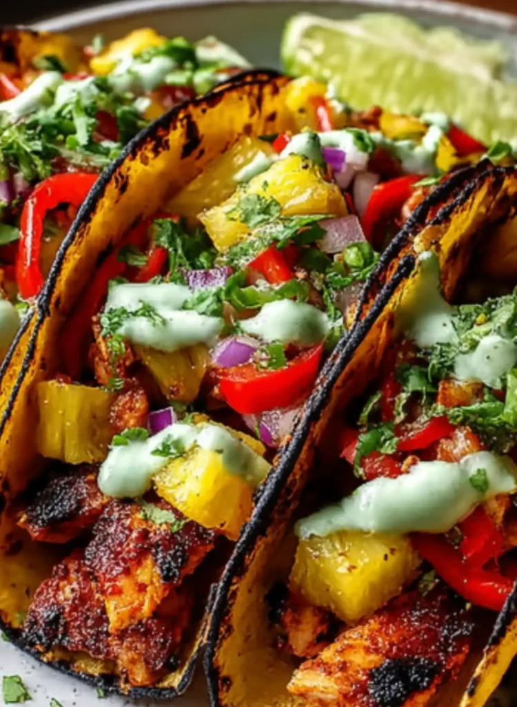 Chili Lime Chicken Tacos with Grilled Pineapple Salsa