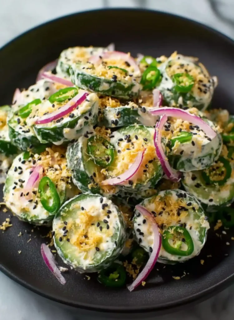 Creamy Jalapeno Popper Cucumber Salad Recipe