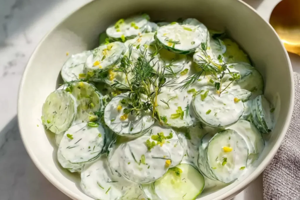Creamy Polish Cucumber Salad (5 Ingredients Only)