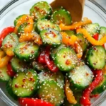 Crunchy Cucumber and Bell Pepper Salad with Asian Flavors