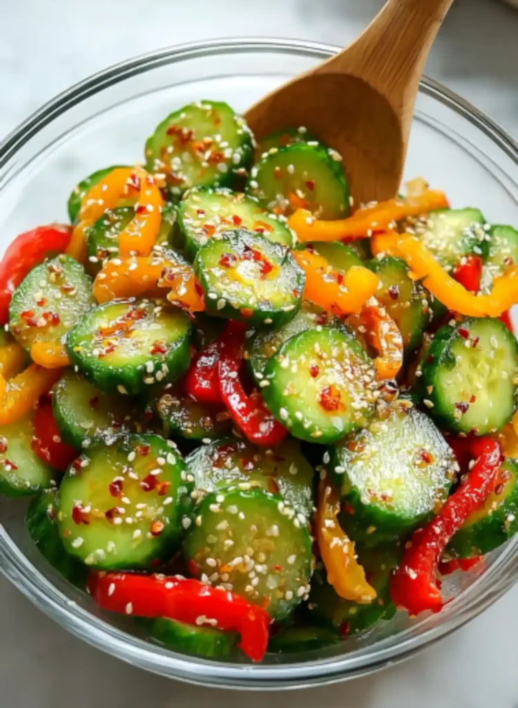 Crunchy Cucumber and Bell Pepper Salad with Asian Flavors