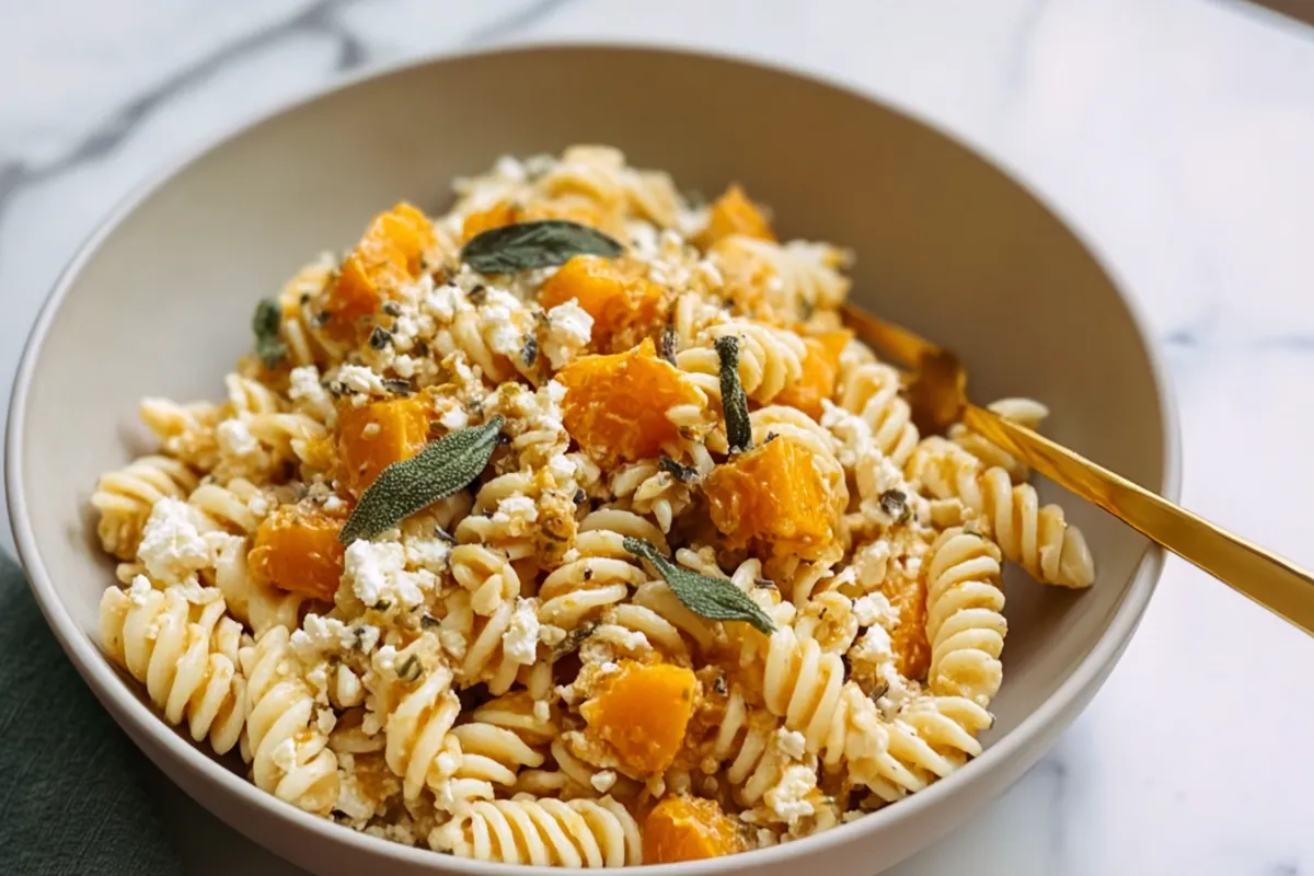 Easy Butternut Squash Feta Pasta - One Pan Fall Dinner Recipe