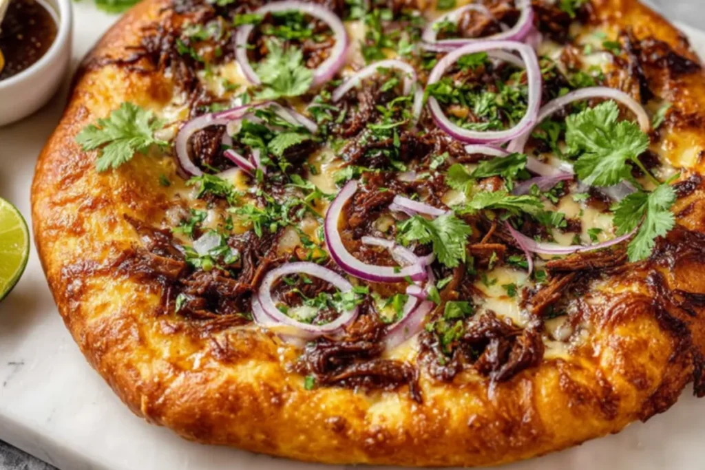 Easy Crispy Oven-Baked Birria Pizza