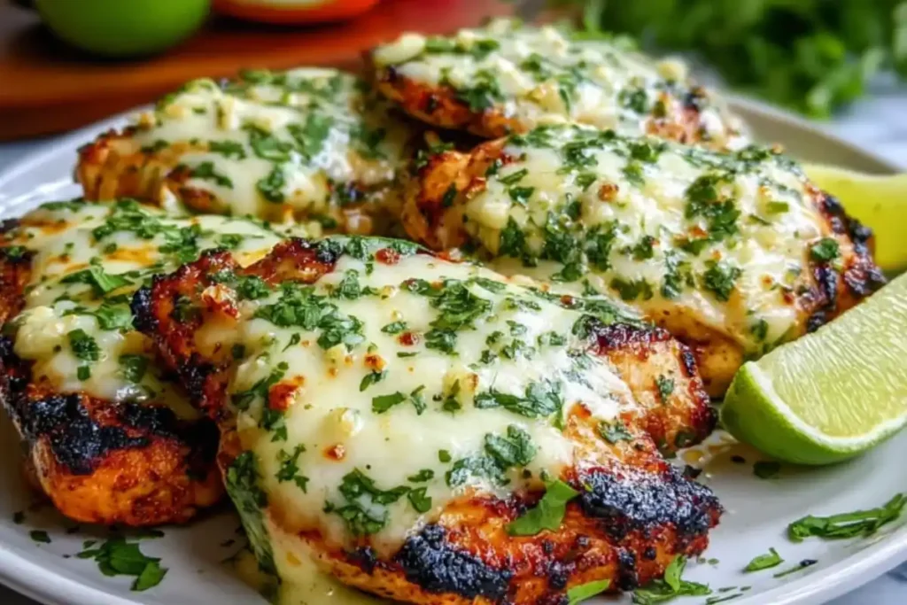 Easy Grilled Salsa Verde Pepper Jack Chicken