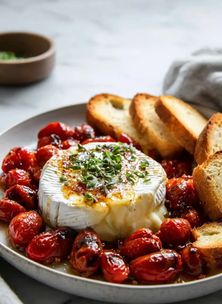 Easy Herby Baked Brie with Cherry Tomatoes & Honey