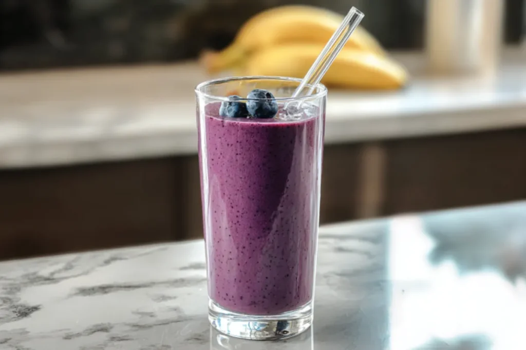 Healthy Banana Blueberry Peanut Butter Smoothie Recipe