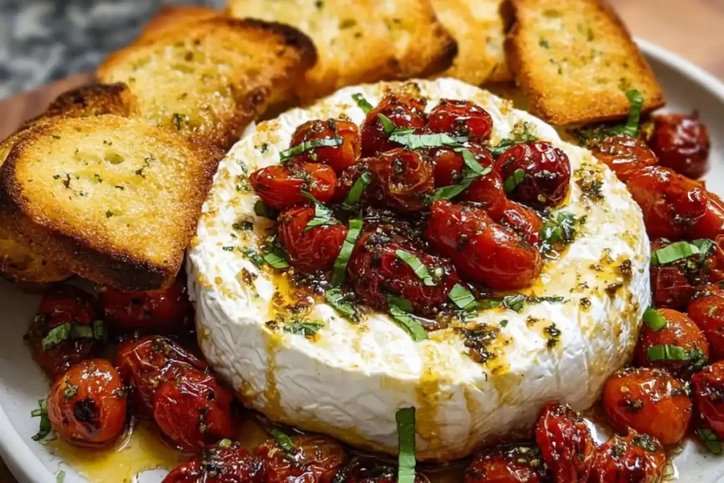 Herby Baked Brie with Cherry Tomatoes (Party Favorite!)