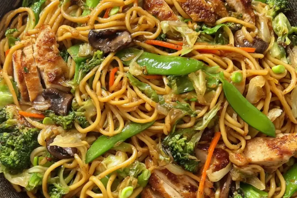 Homemade Chicken Lo Mein with Vegetables