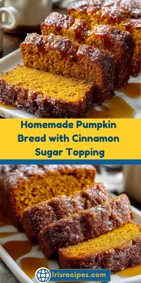 Homemade Pumpkin Bread with Cinnamon Sugar Topping