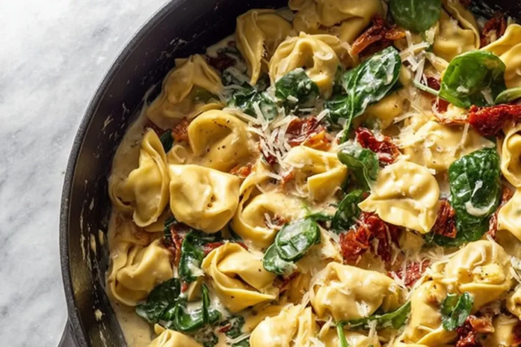 Quick Creamy Tuscan Tortellini With Spinach