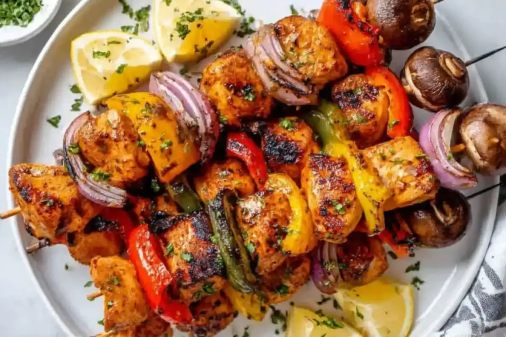 Quick Grilled Chicken Kabobs with Vegetables for Dinner