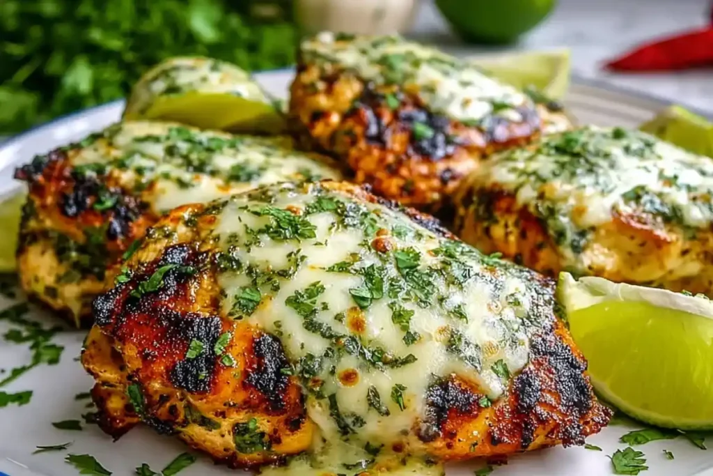 Quick Grilled Salsa Verde Pepper Jack Chicken