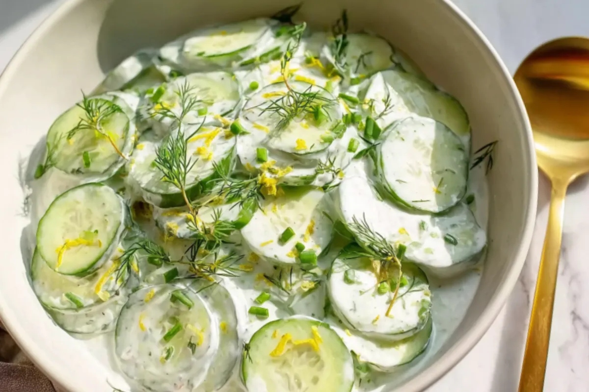Traditional Polish Cucumber Salad with Sour Cream