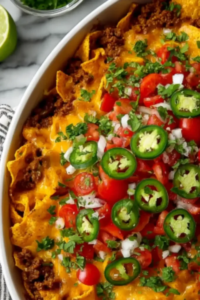 Walking Taco Bake Recipe with Cheese and Corn Chips