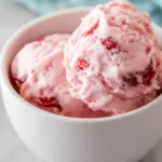 strawberry ice cream with fresh strawberries