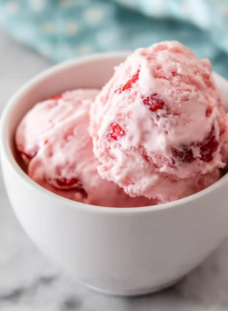 strawberry ice cream with fresh strawberries