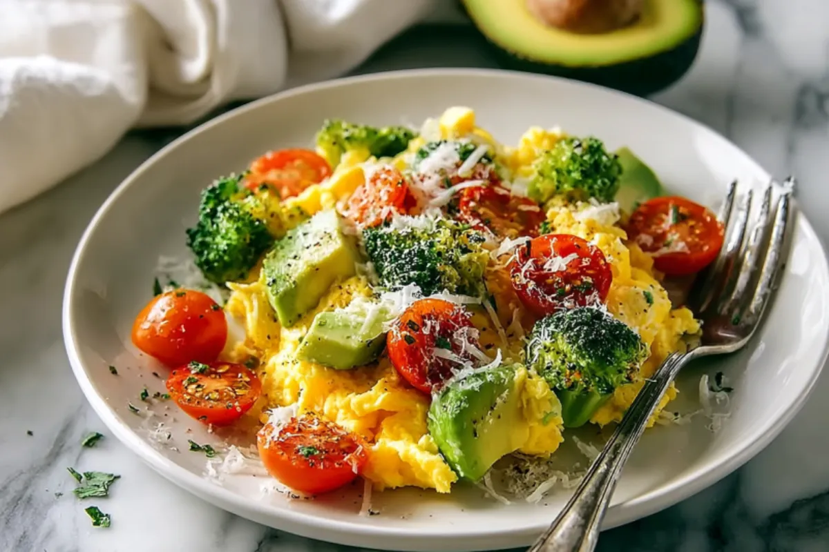Quick Veggie Scramble with Avocado - High Protein Breakfast